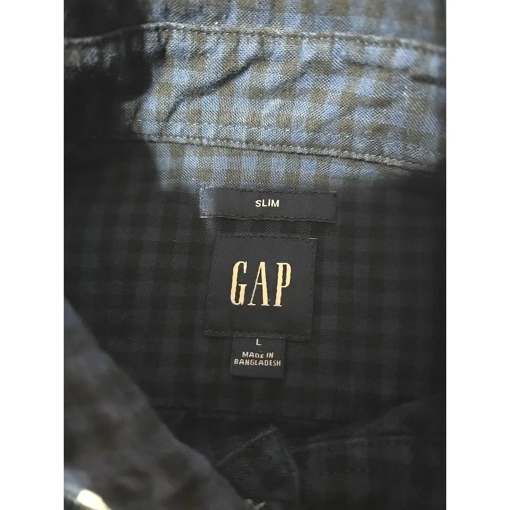 Gap Men's Large Button-Down Long Sleeve Casual Flannel grunge Plaid‎